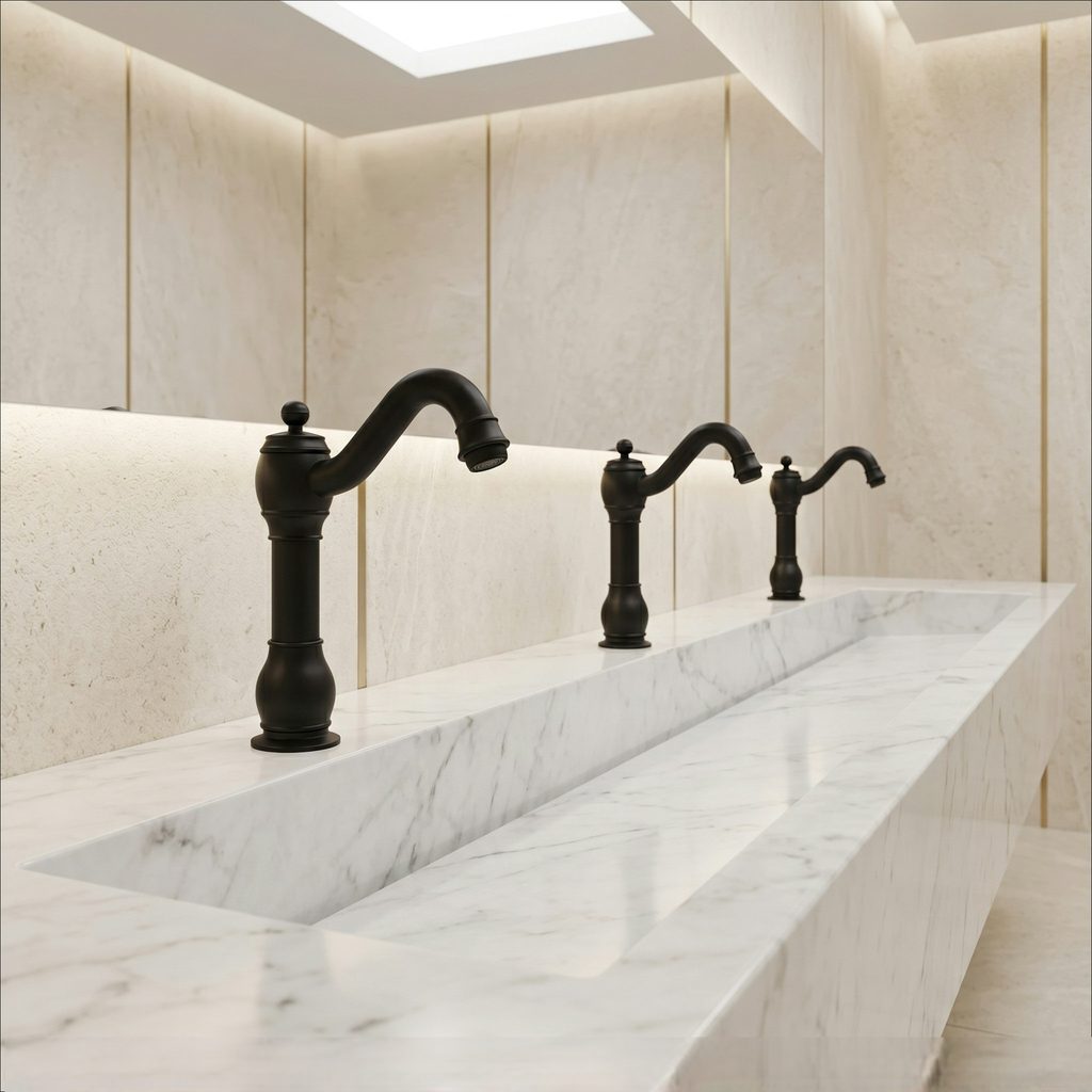 Commercial building representing integrated plumbing and electronic systems