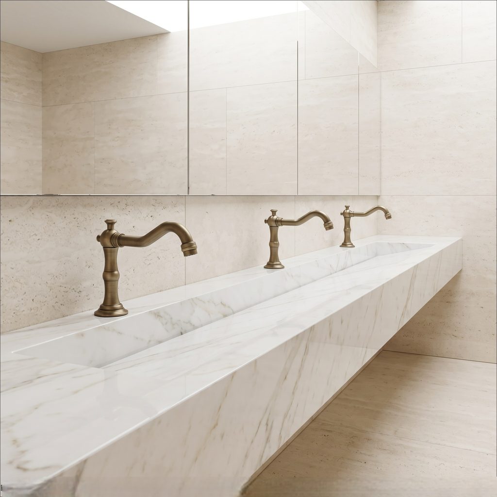 Commercial building environment representing touchless faucet sensor research