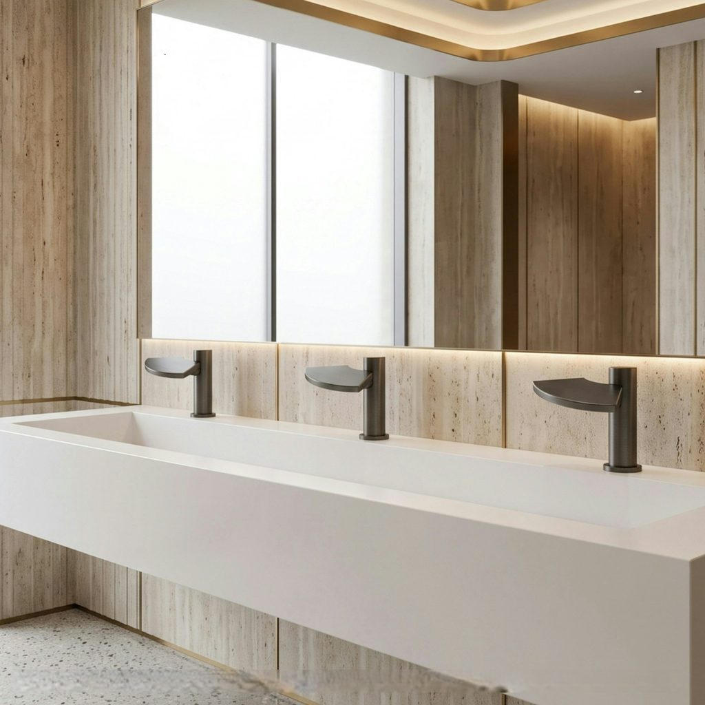 Commercial building representing plumbing system coordination